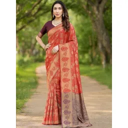 Moda Rapido Red Woven Design Silk Cotton Kanjeevaram Sarees-picture-11