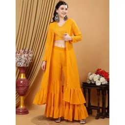 Moda Rapido Round Neck Top & Trousers With Shrug Co-Ords-picture-12