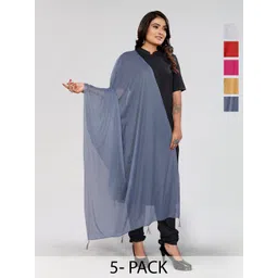 Moda Rapido Selection Of 5 Woven Design Tasselled Dupattas-picture-39