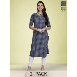 Moda Rapido Set of 2 Printed Round Neck Straight Kurtas-picture-28
