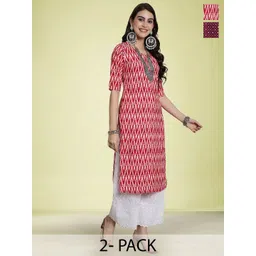 Moda Rapido Set of 2 Printed Round Neck Straight Kurtas-picture-30