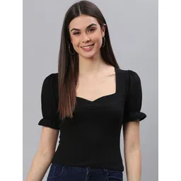 Moda Rapido Sweetheart Neck Puff Sleeve Top-picture-30