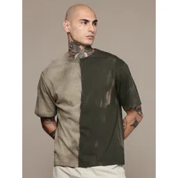 Moda Rapido Washed Effect Tie & Dyed Drop-Shoulder Sleeves Oversized Fit T-shirt-picture-28