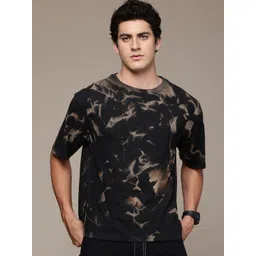 Moda Rapido Washed Effect Tie & Dyed Drop-Shoulder Sleeves Oversized Fit T-shirt-picture-34