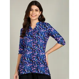 Moda Rapido Women Abstract Printed Mandarin Collar Straight Kurtis-picture-11