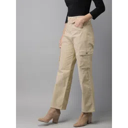 Moda Rapido Women Beige Regular Fit Solid Cargos image 2