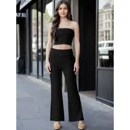 Moda Rapido Women Black Solid Polyester Top & Trousers-picture-15