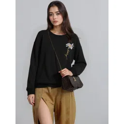 Moda Rapido Women Black Solid Sweatshirt-picture-21