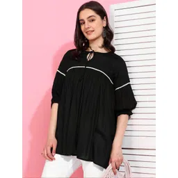 Moda Rapido Women Black Solid Viscose Rayon Tops-picture-15