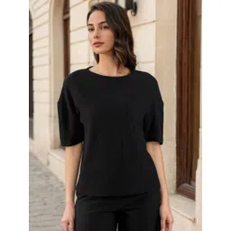 Moda Rapido Women Black Textured Co-ord Set image 3