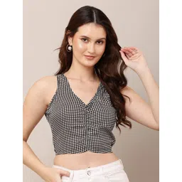 Moda Rapido Women Checked Cotton Crop Top-picture-16