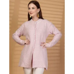 Moda Rapido Women Chevron Woollen Cardigan with Fuzzy Detail-picture-23