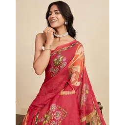 Moda Rapido Women Colourblocked Silk Blend Designer Block Print Saree-image-49