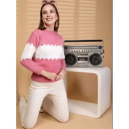 Moda Rapido Women Colourblocked Woollen Pullover with Fuzzy Detail-picture-21