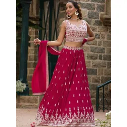 Moda Rapido Women Embroidered Semi-Stitched Lehenga Choli & Unstitched Blouse With Dupatta-picture-27