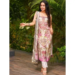 Moda Rapido Women Ethnic Motifs Printed Kurta with Trousers & Dupatta-image-43