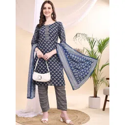 Moda Rapido Women Ethnic Motifs Printed Regular Gotta Patti Kurta with Trousers & With Dupatta-picture-13