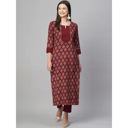 Moda Rapido Women Ethnic Motifs Printed Regular Kurta with Trousers-picture-24