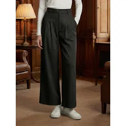 moda rapido Women Flared Black Pure Cotton Trousers-picture-11