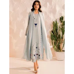 Moda Rapido Women Floral Embroidered Panelled Mirror Work Kurta with Trousers & With Dupatta-picture-27