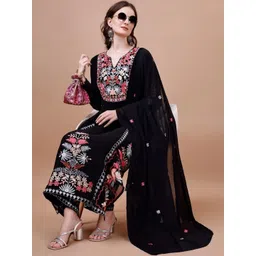 Moda Rapido Women Floral Embroidered Regular Thread Work Kurta with Trousers & With Dupatta-picture-10