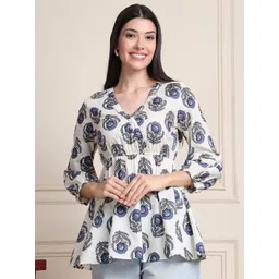 Moda Rapido Women Floral Printed Organic Cotton Empire Top-picture-32