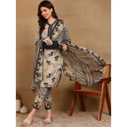 Moda Rapido Women Floral Printed Regular Gotta Patti Kurta with Trousers & With Dupatta-picture-30