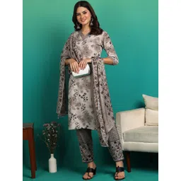 Moda Rapido Women Floral Printed Regular Gotta Patti Kurta with Trousers & With Dupatta-picture-32
