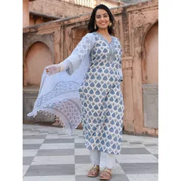 Moda Rapido Women Floral Printed Regular Kurta with Pyjamas & With Dupatta-picture-39