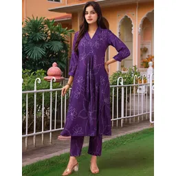 Moda Rapido Women Floral Printed Regular Kurta with Trousers-picture-15
