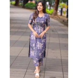 Moda Rapido Women Floral Printed Regular Kurta with Trousers-picture-21