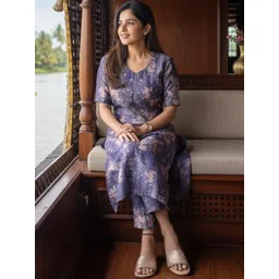 Moda Rapido Women Floral Printed Regular Kurta with Trousers-picture-30