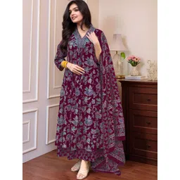 Moda Rapido Women Floral Printed Regular Kurta with Trousers & Dupatta-picture-33