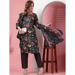 Moda Rapido Women Floral Printed Regular Kurta with Trousers & With Dupatta-picture-16