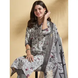 Moda Rapido Women Floral Printed Regular Kurta with Trousers & With Dupatta-picture-19