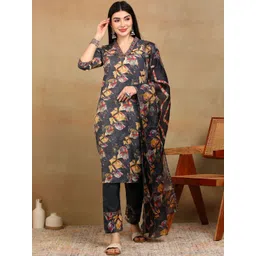 Moda Rapido Women Floral Printed Regular Kurta with Trousers & With Dupatta-picture-21