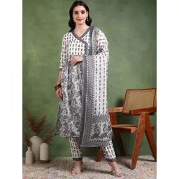Moda Rapido Women Floral Printed Regular Kurti with Trousers & With Dupatta-image-13
