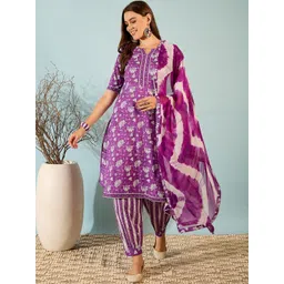 Moda Rapido Women Floral Printed Regular Pure Cotton Kurta with Salwar & With Dupatta-picture-24