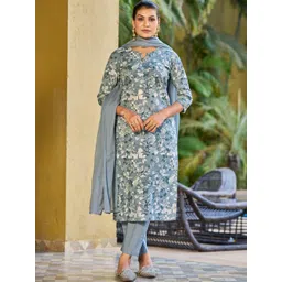 Moda Rapido Women Floral Printed Regular Pure Cotton Kurta with Trousers & With Dupatta-picture-29