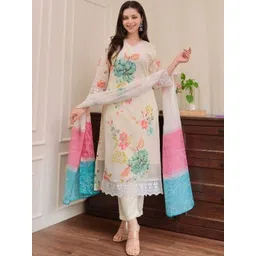 Moda Rapido Women Floral Printed Regular Thread Work Kurta with Trousers & With Dupatta-picture-33