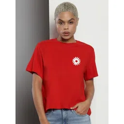 Moda Rapido Women Floral Printed Round Neck Cotton T-shirt-picture-17