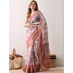 Moda Rapido Women Floral Printed Saree with Unstitched Blouse Piece-picture-38