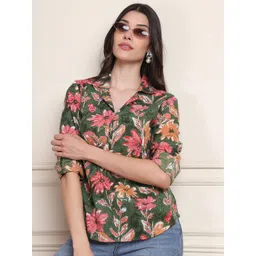 Moda Rapido Women Floral Printed Shirt Style Regular Top-image-35