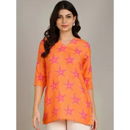 Moda Rapido Women Geometric Printed V-Neck Kurti-picture-12