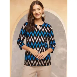 Moda Rapido Women Geometric Printed V Neck Straight Kurtis-picture-11