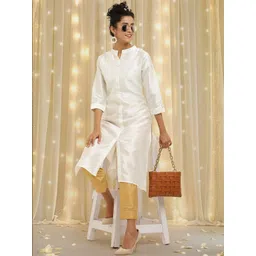 Moda Rapido Women Gold Poly Silk Solid Regular Trousers-picture-36