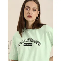 Moda Rapido Women Green  Black Printed Extended Sleeves Pure Cotton T-shirt-picture-35