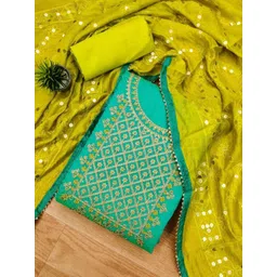 Moda Rapido Women Green Cotton Blend Embroidered Work Unstitched Dress Material-picture-26