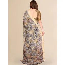 Moda Rapido Women Green Poly Georgette Floral Embellished Sarees image 5