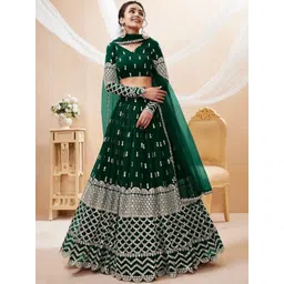 Moda Rapido Women Green Pure Georgette Sequinned Ethnic Lehenga-picture-36